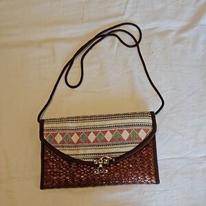 Brown Woven Crossbody Purse